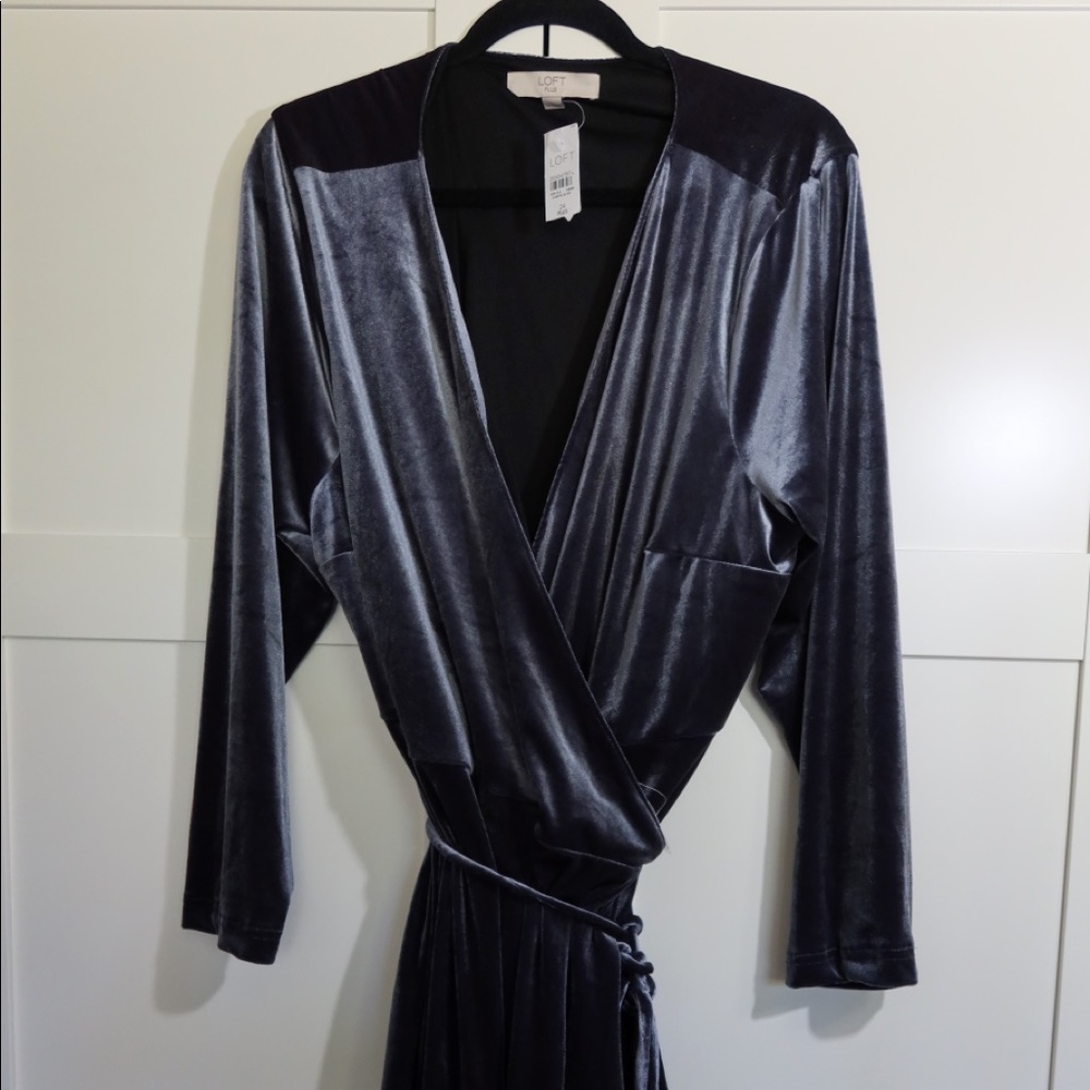 Plus size velvet wrap dress